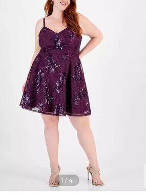 City Studio Purple Sequin Mini Dress